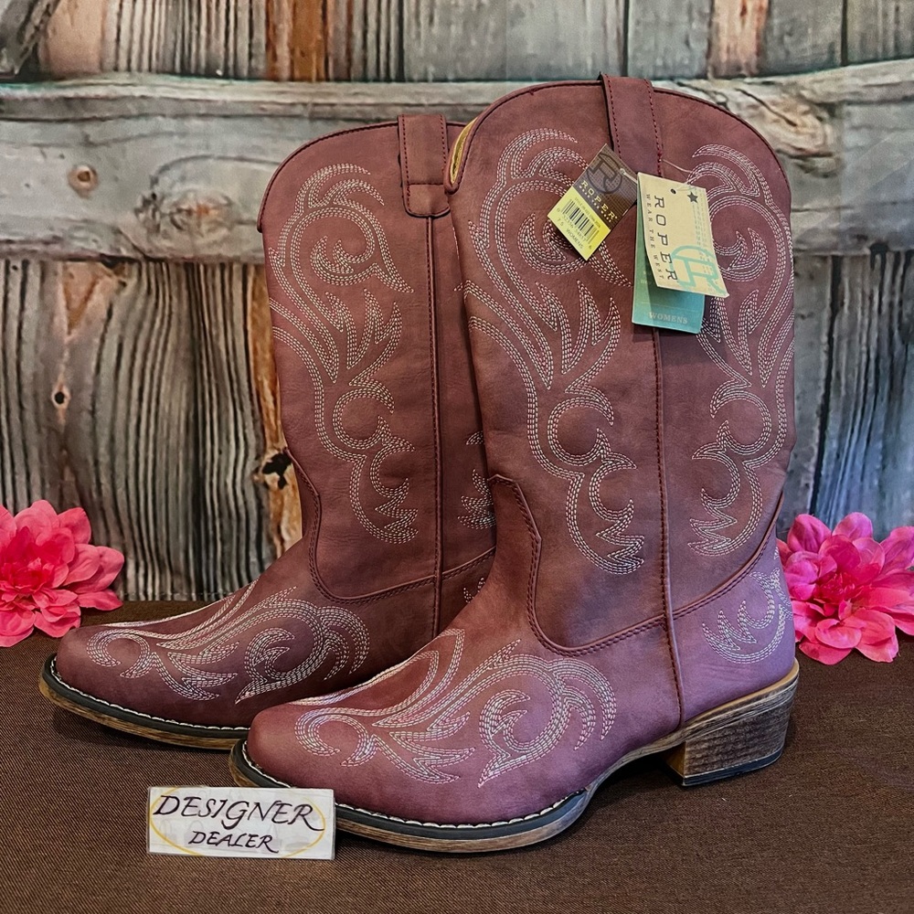 ROPER Riley Mauve Faux Leather Boots Size 7.5 NWT
